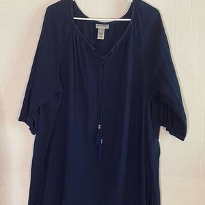 Catherine’s navy peasant top, 1X fits like 2X